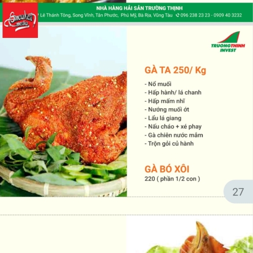 MENU CỦA QUÁN 