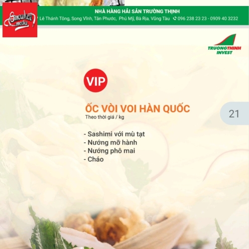 MENU CỦA QUÁN 